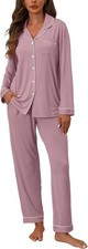 ZMJ Womens Pajamas Sets 2 Piece Long Sleeve and Pant Pj Sets Button Up Sleepwear