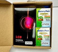LCD Camera Battery Charger LP-E10 w/ 2 Mini Digital DV Battery pack For Canon