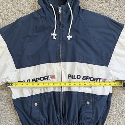 🔴Polo Sport Jacket Size Medium Large Hoodie Navy White - Picture 12 of 17