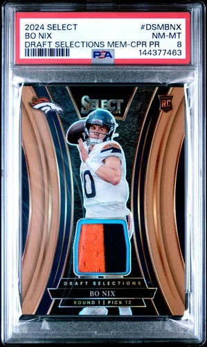 2024 PANINI SELECT DRAFT SELECTIONS MEMORABILIA COPPER BO NIX RC 29/49 PSA 8