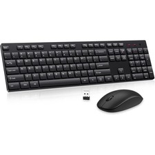Wireless Keyboard and Mouse Combo, EDJO Silent Full Size Cordless USB Keyboard M