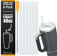 Jmoe USA 12" Replacement Straws for Stanley 40oz & 30oz Tumblers | 6 Pack