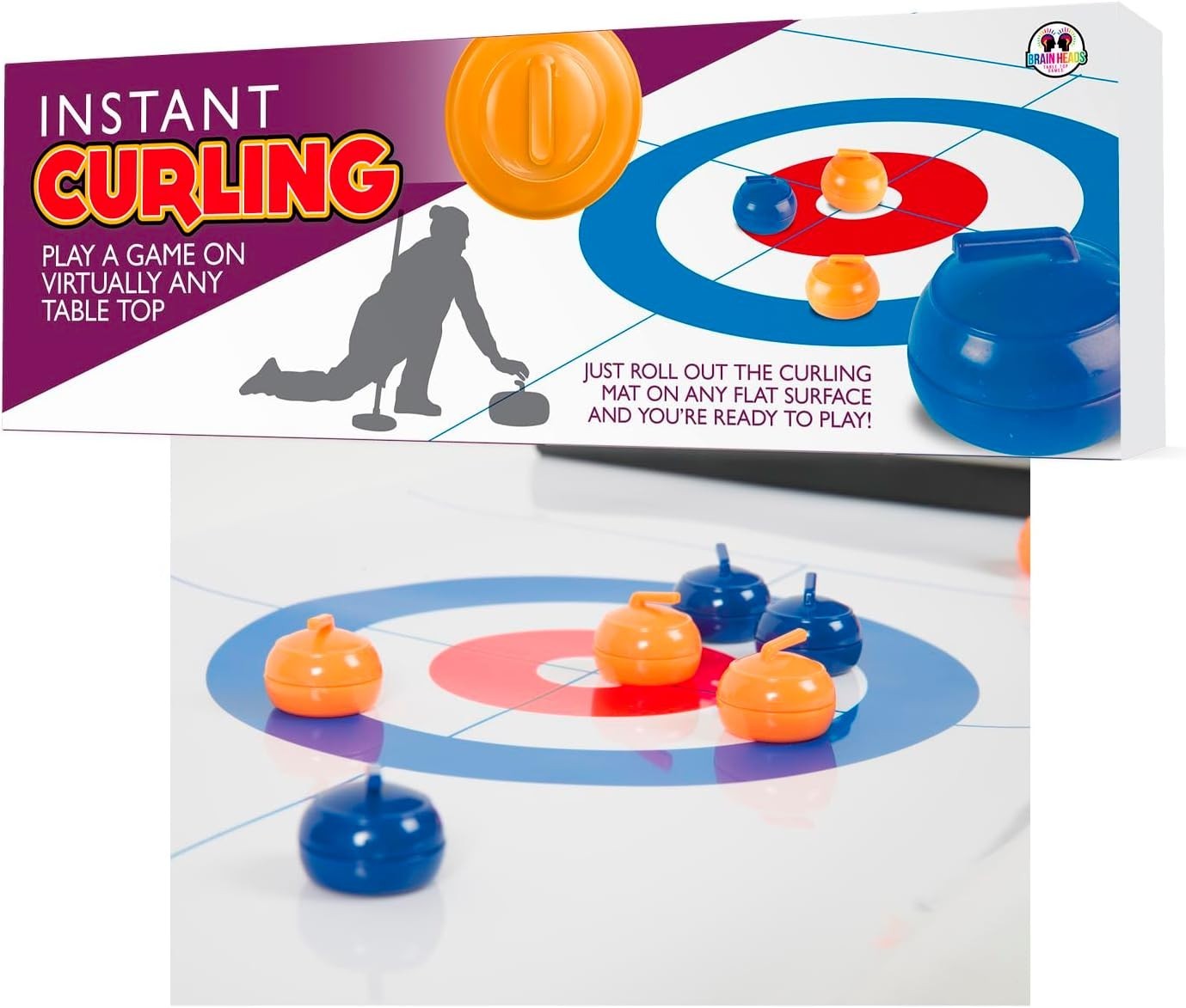 Instant Curling Game Play it any Flat Surfaces Fun Instant Indoor Game PL7420
