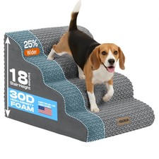 Extra Wide 4-Step Dog Stairs for Bed  Couch 18" H, More Stable Non-Slip Pet ...