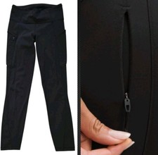 Lululemon Women's 25" Leggings Black Side Pockets Zip Pocket Reflective Size 4