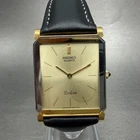 Seiko Dolce Tank Watch Men 25mm Champagne Two Tone 7730-5020 New Battery Vintage