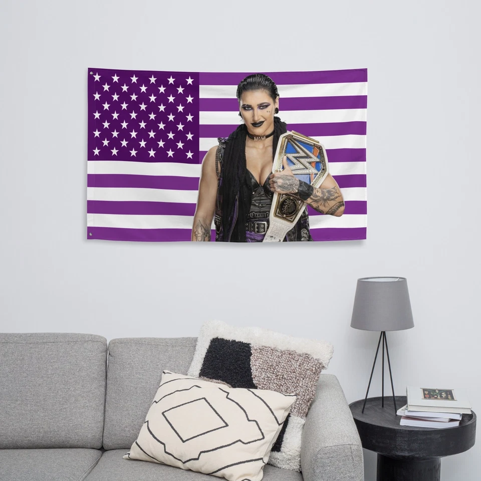 Rhea Ripley Purple American Flag Tapestry – 34.5" X 56" - Image 4 of 4