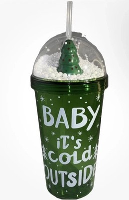 Christmas  Baby It s Cold Outside 22oz Dome W Snow/Xmas Tree Tumbler & Straw/Lid