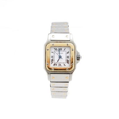 Cartier Montre Santos Lady Acier Or 1990s Automatik Stahl Gold Santos Lady Watch