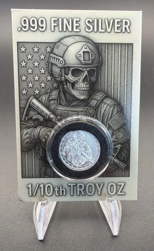 1/10th oz .999 Fine Silver Round, TACTICAL SKELETON