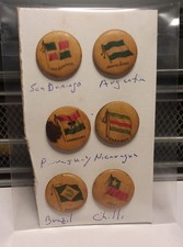 1896 Sweet Caporal Flag Pins - 6 Latin American Countries - Brazil, Argentina, C