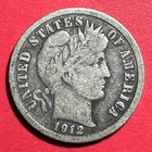 1912S US Barber SILVER Dime "San Francisco" Mint! "LIBERTY" Shows! FINE Details!