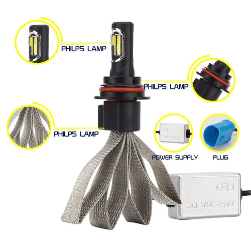9007 HB5 LED 72W 8000LM Headlight Kit Fanless High/Low Beam Power Bulbs 6000K - Picture 3 of 8