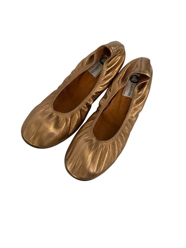SALE NEU Lanvin Schuhe Kupfer Bronze Metallic Leder Ballerinas Gr. 42 hübsch