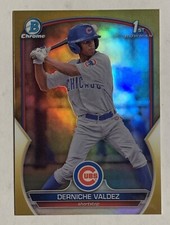 2023 Bowman Chrome 1st Derniche Valdez Gold Refractor /50 Rookie RC Cubs SSP