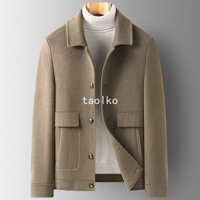 Single Breasted Men's Wool Blend Short Coat Jacket Lapel Single Breasted Men's Wool Blend Short Coat Jacket Lapel