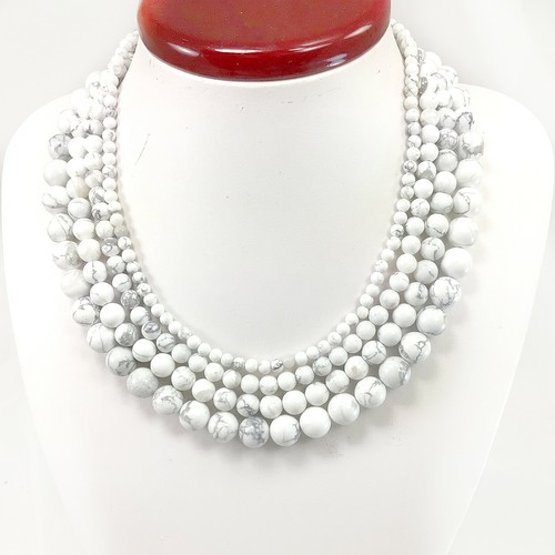 Collar con cuentas de piedras preciosas hecho a mano joyería redondo suave con broche de langosta plateada - Imagen 76 de 241