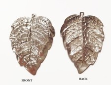 6 Vintage Silver Plated Steel Large Leaf 46.5mm. Stamping Finding Pendants 5311
