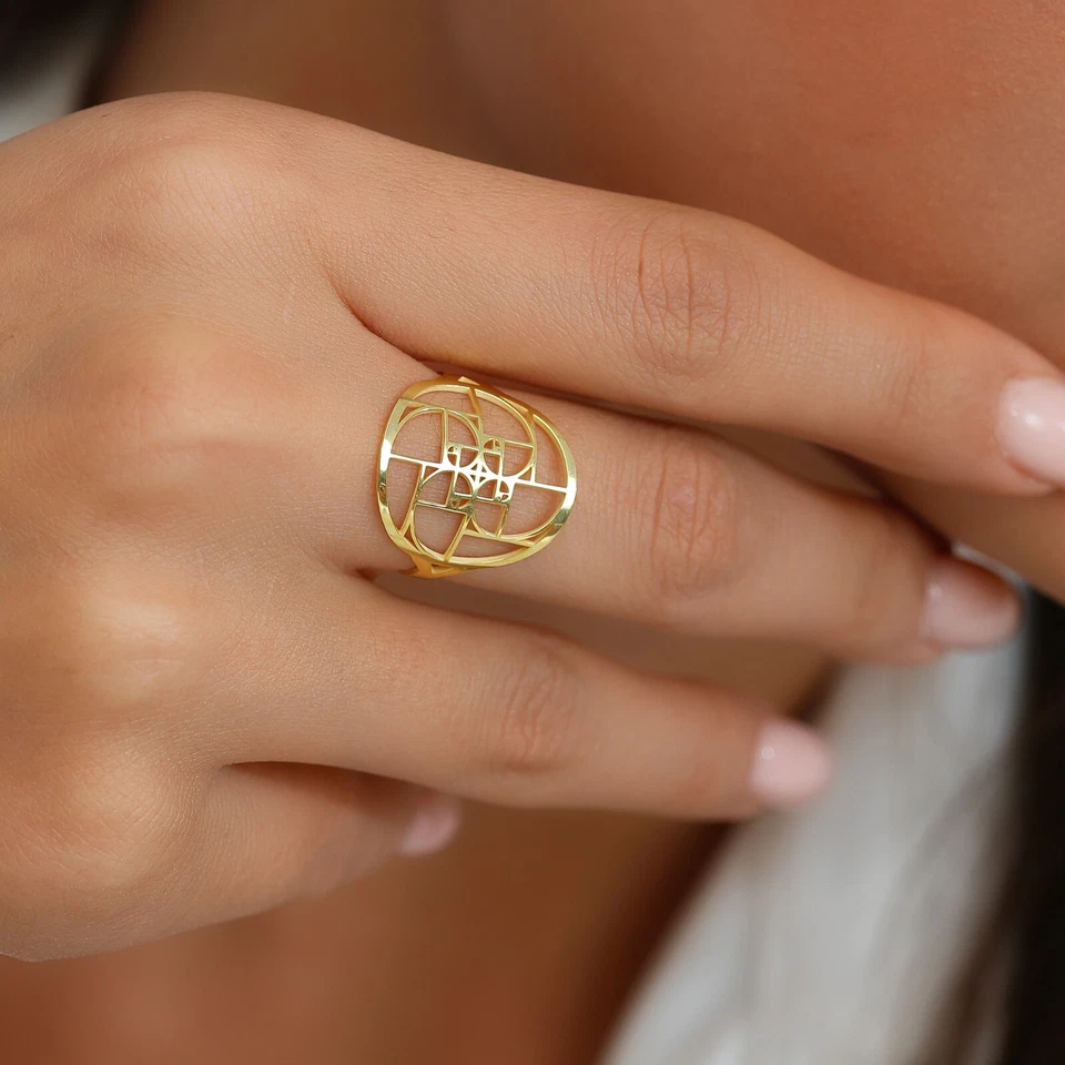 Fibonacci 925 Sterling Silver Ring -  Geometry Jewelry - Golden Spiral Ring - Image 2 of 4