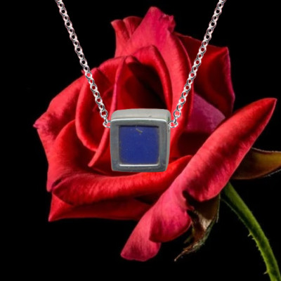 NEU Art Deco Anhänger + Kette Echt 925 Sterling Silber Lapislazuli