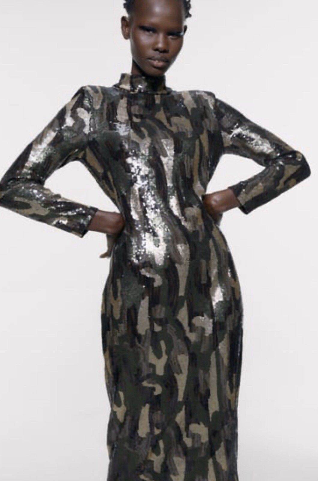 NWT Zara Animal Print Sequin Dress Size Small image 2