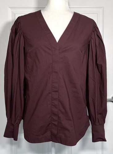 COS Damen Burgunder Tunika Bluse Shirt Ballonärmel Gr. UK 12 EUR 38