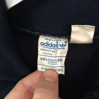 Rare 1970s-1980s Adidas Zip Up Track Jacket 3 Stripes Navy Made in