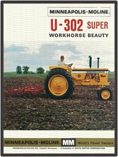 Minneapolis Moline U-302 Super Tractor 9" x 12" Metal Sign
