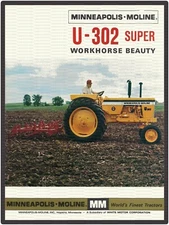 Minneapolis Moline U-302 Super Tractor 9" x 12" Metal Sign