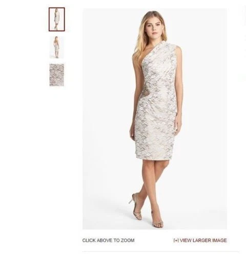 OFF WHITE Abito sociale da sposa Eliza J avorio panna nudo pizzo gioiello 12 $178
