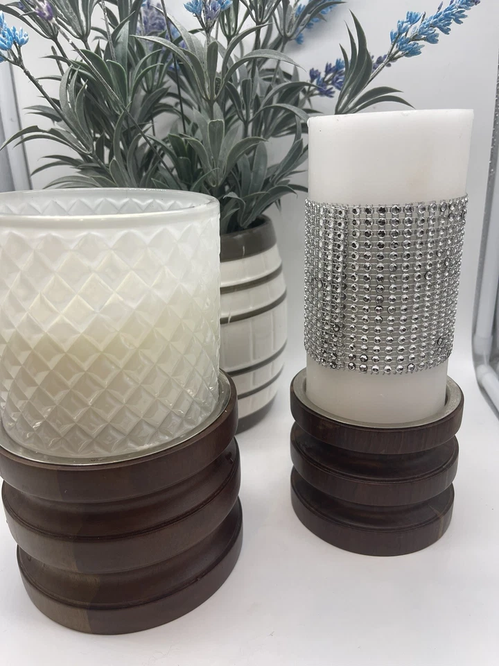 Juego de 2 candelabros de madera TOMMY BAHAMA pilares calidad maciza Foto 3 de 4