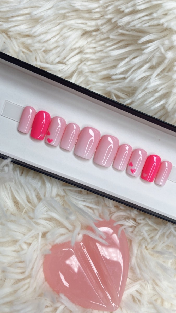 Pink Hearts Nail Design