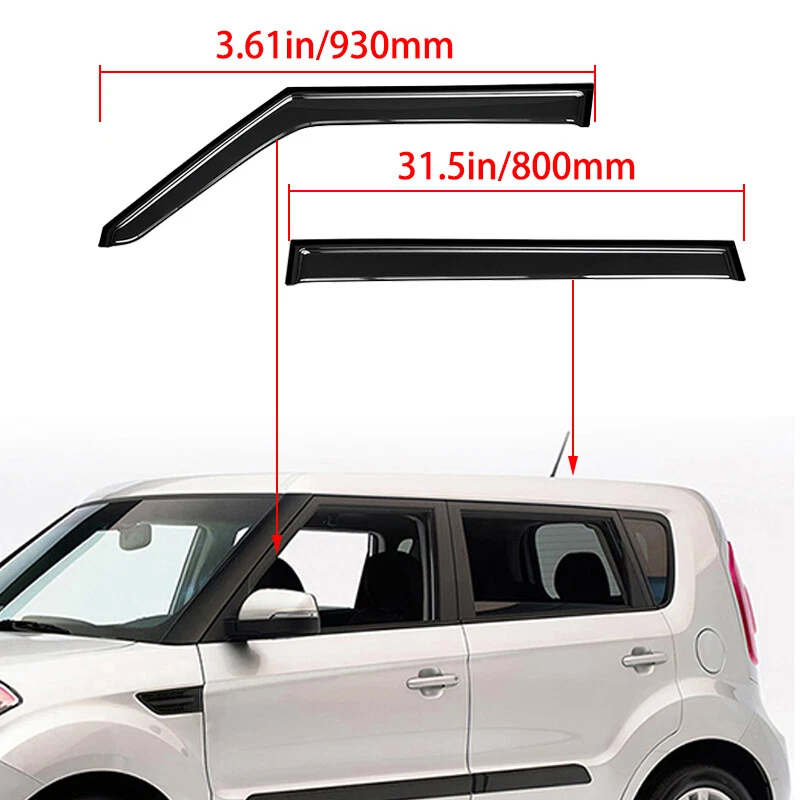 For KIA Smoke Side Window Visors Vent Sun Shade Rain Guards Deflector Tape On Foto 3 de 4