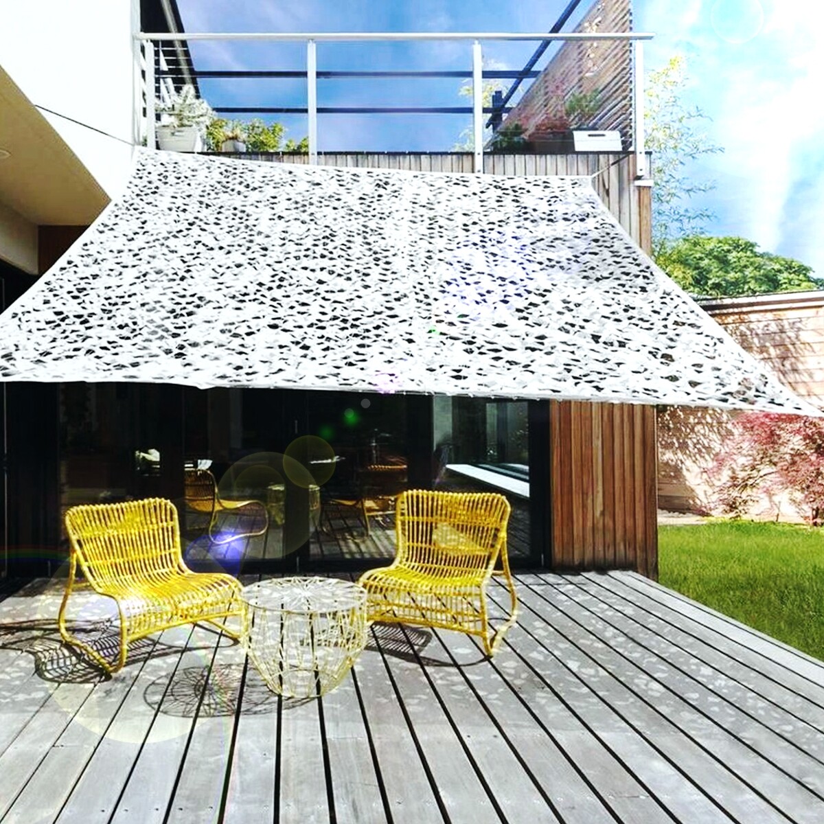 Weißes Tarnnetz 3x8m - Wasserdichter Sichtschutz Für Garten, Terrasse & Balkon