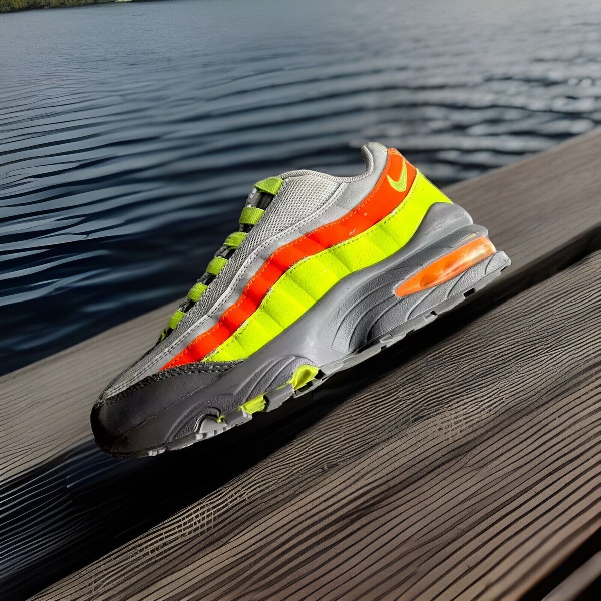 NIKE AIR MAX 95 VAST-GREY/VOLT/ORANGE GRADE SCHOOL BIG KIDS SIZE
