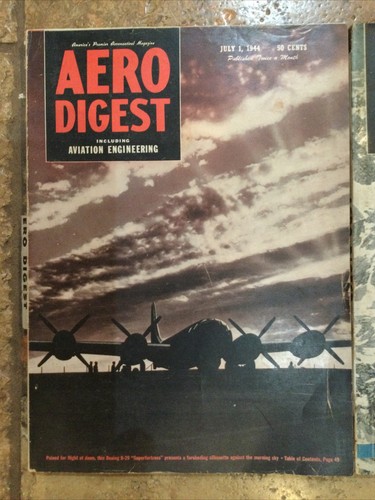 Aero Digest Magazine Lot of 2 July 1944 WW2 Stunning Wartime Advertising 1940s - Picture 2 of 12