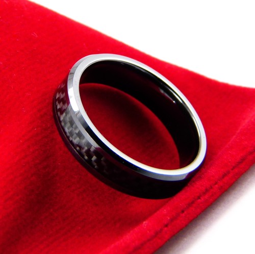 Black High-Tech Ceramic and Carbon Fibre Wedding Engagement Ring 6mm Wide RG129 - Picture 6 of 10