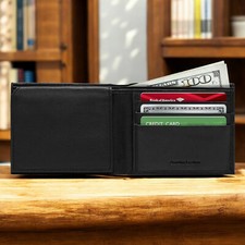 Genuine Leather Minimalist Bifold Wallets For Men RFID Blocking Slim Mens Wallet