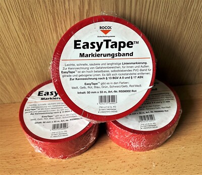 3 x Markierungsband ROCOL EasyTape RS56002 Bodenmarkierungsband ROT 50mm x 33m