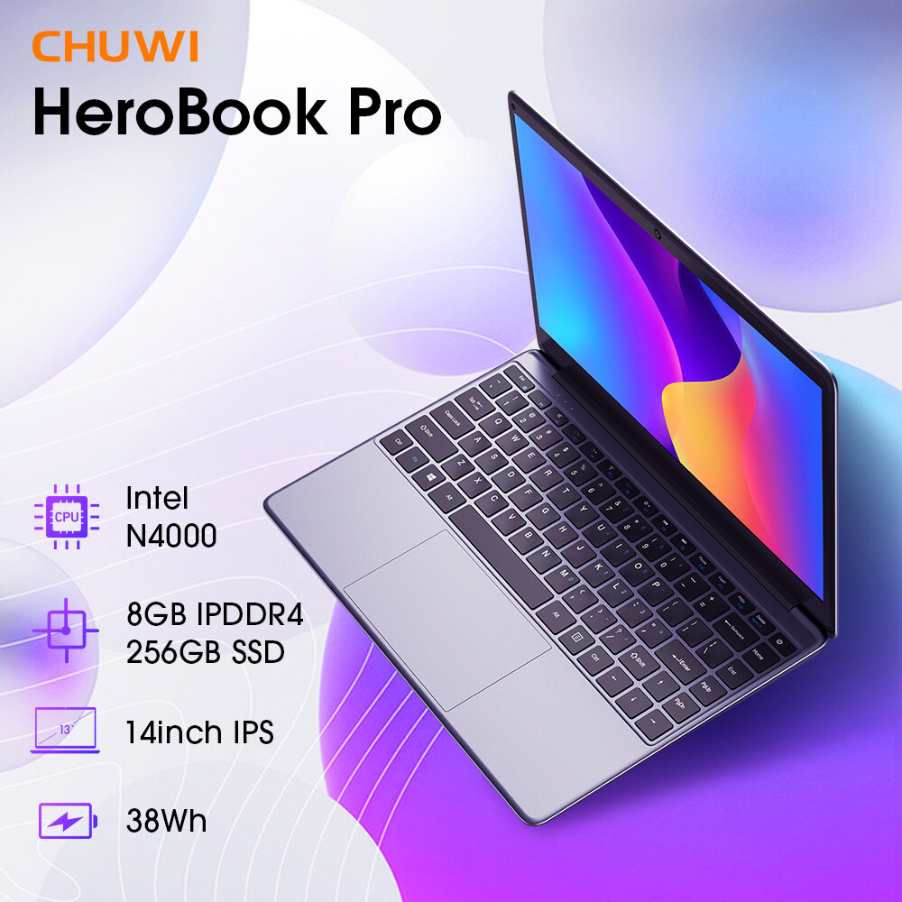 CHUWI Laptop 14.1'' HD Intel Celeron N4000 8GB 256GB SSD Webcam Windows 11 H