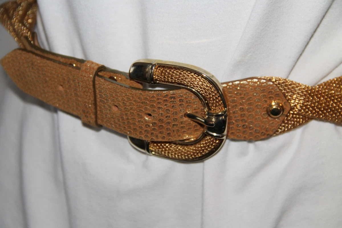 jolie ceinture tress e cuir et m tal or NANNI taille 80 32 comme