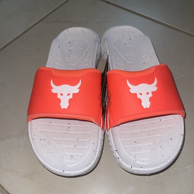 UA Under Armour Rock Slide Sandals Slippers Orange White  display picture 2