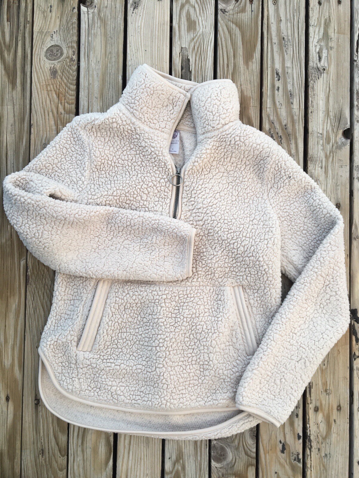 Te Verde Zip Teddy Fleece Faux Beige 