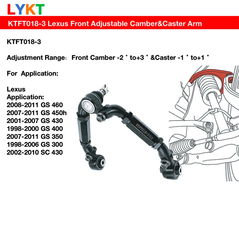 LYKT 2pcs Front Adjustable Camber Control Arm Kit For LexusGS300～460、SC430 98-11 Foto 2 de 4