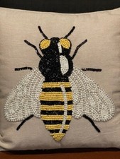 Beaded Bumble Bee Decorative Throw Pillow
