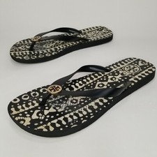 Tory Burch Flip flops Women's Sandals size 7 Black/White Logo Pattern