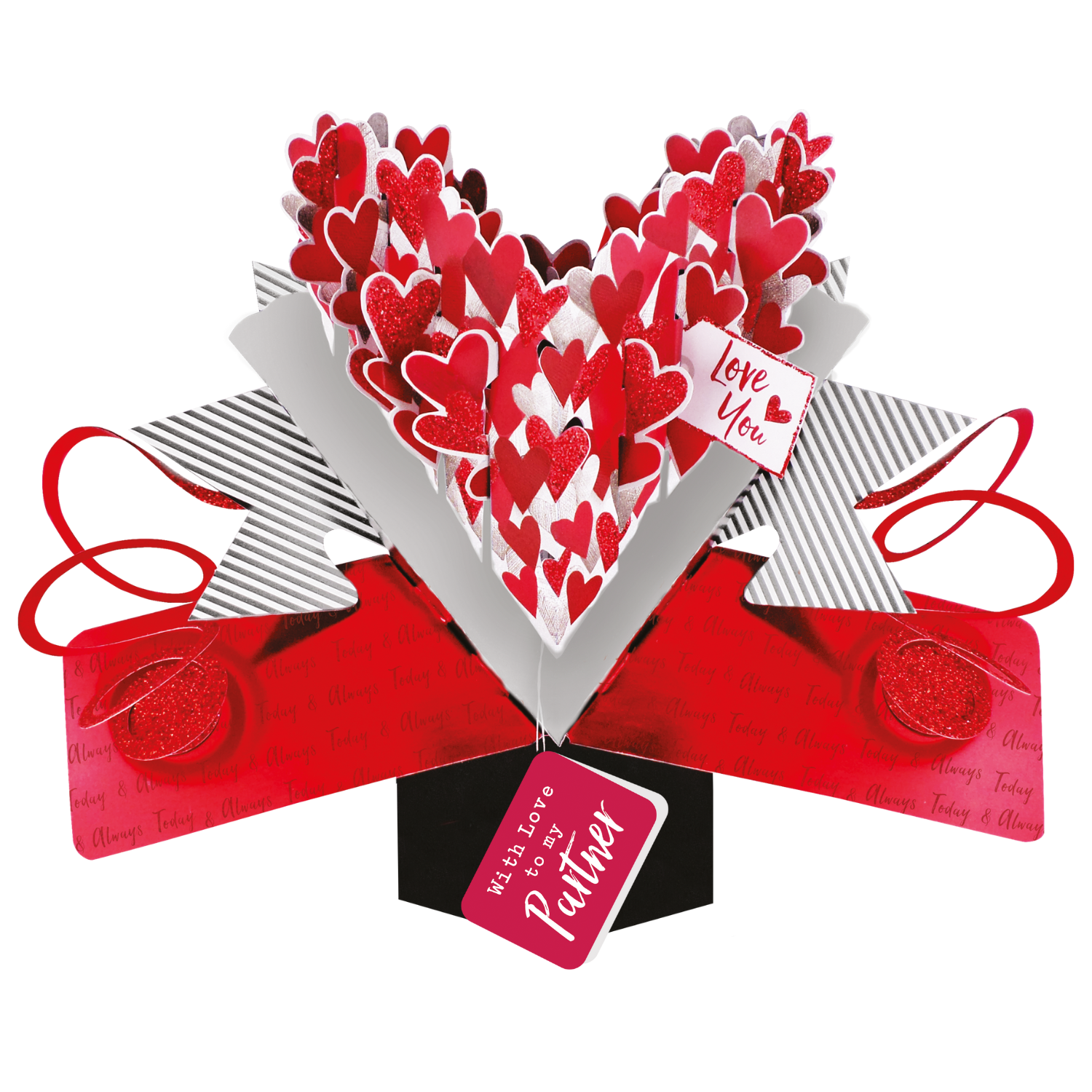 Love Hearts To My Partner Pop Up Card Valentine's, Birthday, Any Occasion