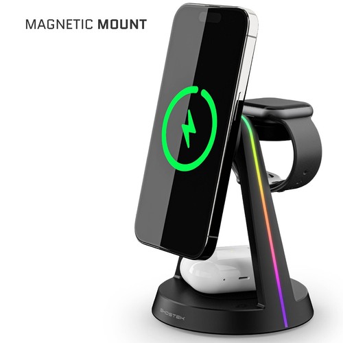 Ghostek NRGtower 15W MagSafe 3-in-1 Wireless Charging Station Fast Charging - 第 2/14 張圖片