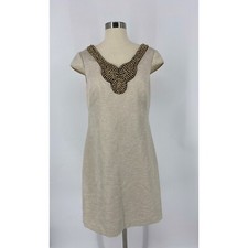 Adrianna Papell Embellished Neck Vap Sleeve Sheath Dress 6