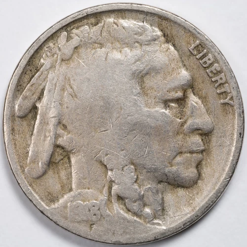 1918-S Buffalo Nickel Full Liberty Very Good (VG) Details Reverse Scratches